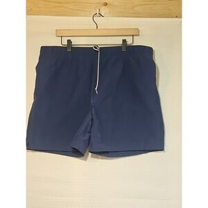 Bike Men's Medium Swim Trunks Blue Elastic Waist‎ Pockets Drawstring Beach Retro